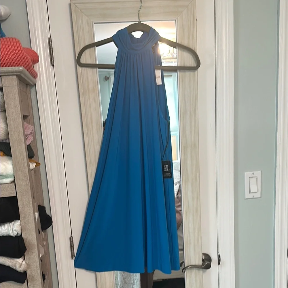 Express Vibrant Blue Backless Dress - Picture 1 of 5